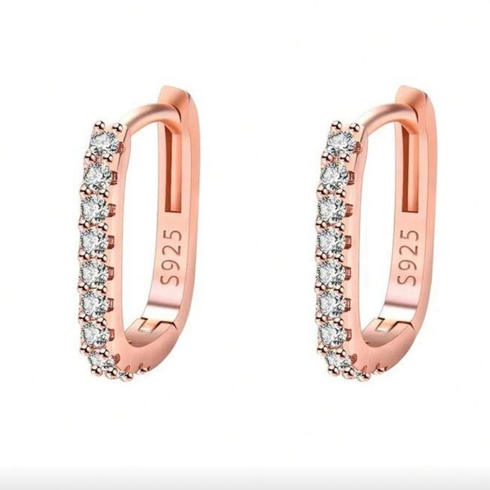 Elegant 925 Sterling Silver Rose Gold Plated Hoop Earrings